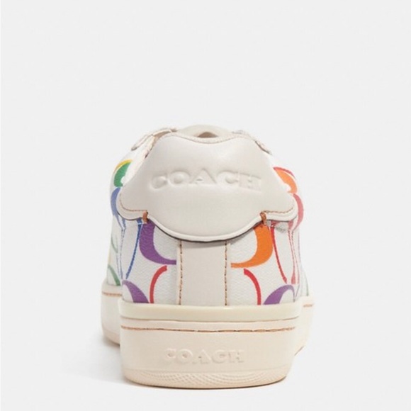 NWT Coach Outlet Clip Low Top Sneaker In Rainbow Signature Canvas Woman‘s - Picture 5 of 9